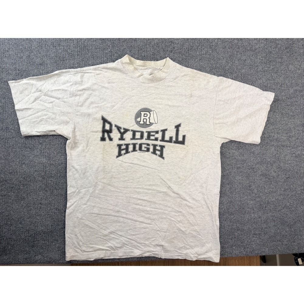Vintage Rydell High Grease Movie Graphic Tee Shirt Gray XL Cotton Y2K Stained